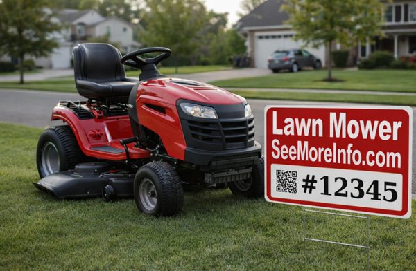 Lawn mower for sale sign example